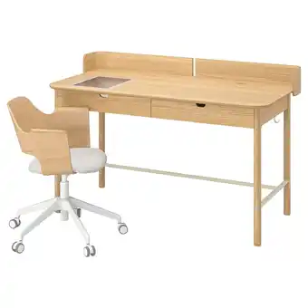 IKEA RidspÖ / fjÄllberget Bureau en stoel, eiken beige aanbieding