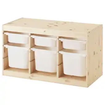 IKEA Trofast Opbergcombinatie met bakken, licht wit gebeitst grenen/wit, 93x44x52 cm aanbieding