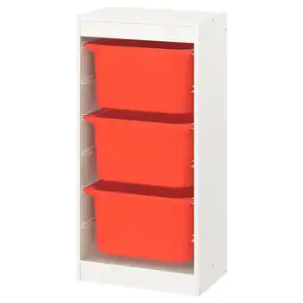 IKEA Trofast Opbergcombinatie met bakken, wit/oranje, 46x30x94 cm aanbieding