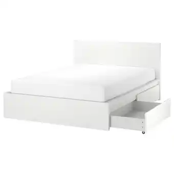 IKEA Malm Bedframe, hoog, met 2 bedlades, wit/lönset, 160x200 cm aanbieding