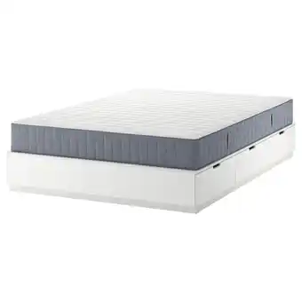 IKEA Nordli Bedframe met opbergruimte en matras, wit/valevåg middelhard, 180x200 cm aanbieding