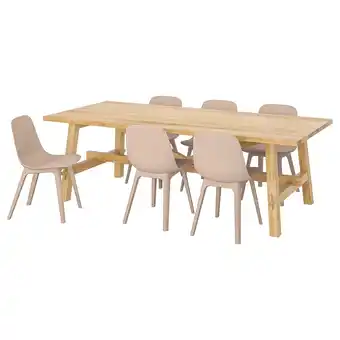 IKEA MÖckelby / odger Tafel met 6 stoelen, eiken/wit/beige, 235x100 cm aanbieding