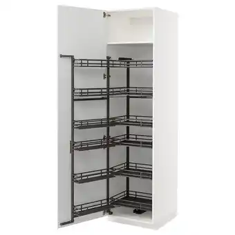 Metod Hg kast m uittrekbare voorraadkast, wit/stensund wit, 60x60x220 cm