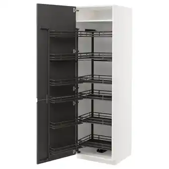 IKEA Metod Hg kast m uittrekbare voorraadkast, wit/voxtorp donkergrijs, 60x60x200 cm aanbieding