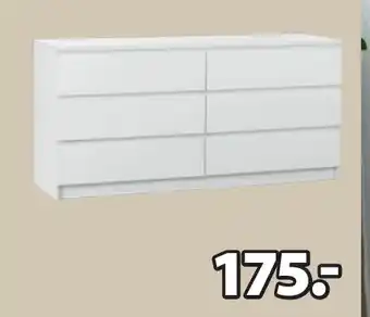 Jysk LIMFJORDEN COMMODE 3+3 lades B161 x H79 x D48 cm aanbieding