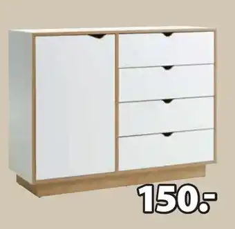 Jysk MAMMEN COMMODE 4 lades 1 deur B111 x H86 x D38 cm aanbieding