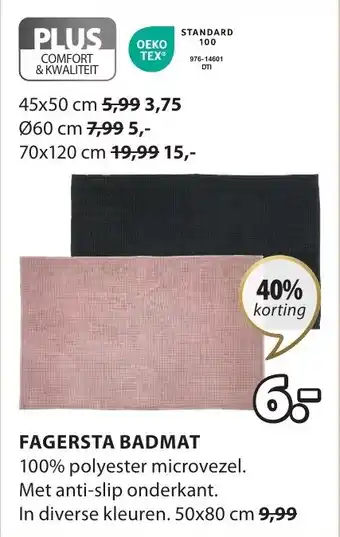 Jysk FAGERSTA BADMAT 50 x 80 cm aanbieding