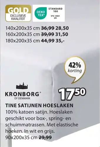 Jysk TINE SATIJNEN HOESLAKEN aanbieding