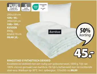 Jysk RINGSTIND SYNTHETISCH DEKBED aanbieding