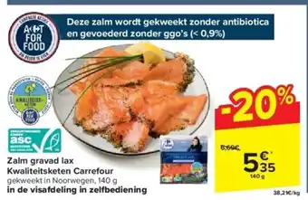 Carrefour Zalm gravad lax Kwaliteitsketen Carrefour 140g aanbieding