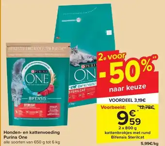 Carrefour Honden- en kattenvoeding Purina One aanbieding
