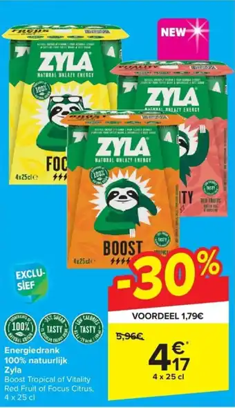 Carrefour Energiedrank 100% natuurlijk Zyla aanbieding
