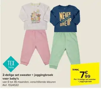 Carrefour 2-delige set sweater + joggingbroek voor baby's aanbieding