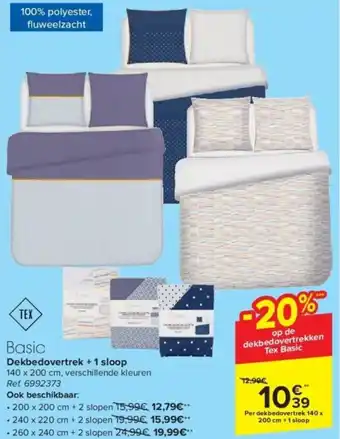 Carrefour Basic Dekbedovertrek + 1 sloop aanbieding