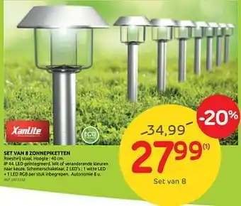 Brico Set van 8 led-zonnepiketten aanbieding