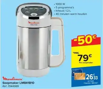 Carrefour Moulinex Soepmaker LM841B10 Per soepmaker aanbieding