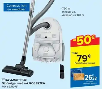 Carrefour Rowenta Stofzuiger met zak RO3927EA Per stofzuiger met zak aanbieding