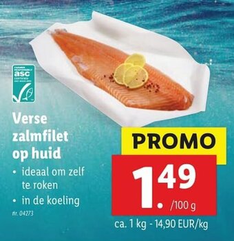 Lidl Verse zalmfilet op huid 1kg aanbieding