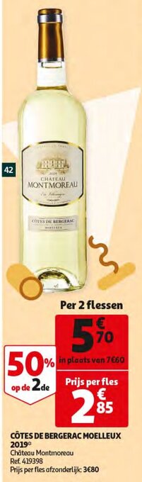 Auchan Cotes De Bergerac Moelleux 2019 aanbieding