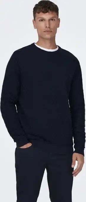 Bol.com ONLY & SONS ONSKALLE REG 12 STRUC CREW KNIT NOOS Heren Trui - Maat S aanbieding