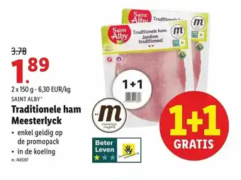 Lidl Traditionele ham Meesterlyck 2 x 150g aanbieding