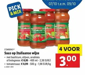 Lidl Saus op Italiaanse wijze aanbieding