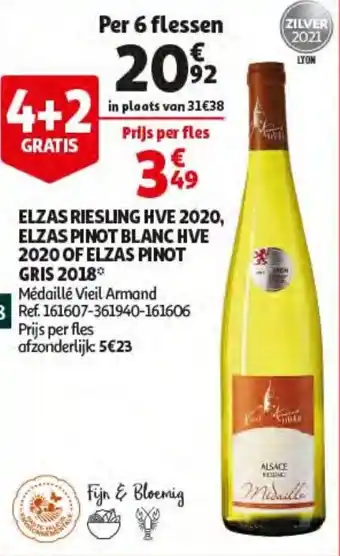 Elzas Riesling HVE 2020, Elzas Pinot Blanc HVE 2020 of Elzas Pinot Gris 2018