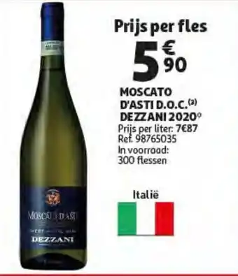 Auchan Moscato D'Asti D.O.C Dezzani 2020 aanbieding