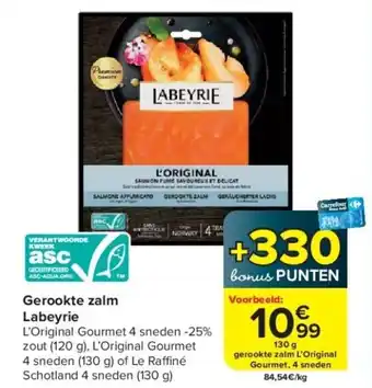 Carrefour Gerookte zalm Labeyrie aanbieding