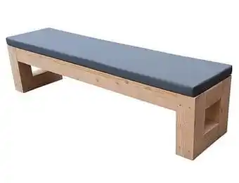 Banc de jardin Wood4you Boston Douglas bois + coussin 200x43x38cm