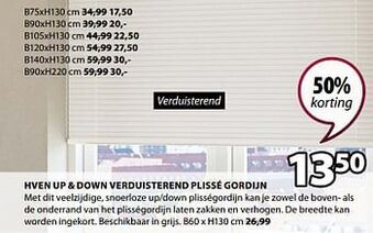 Hven up + down verduisterend plissé gordijn