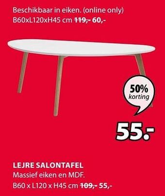 Jysk Lejre salontafel massief eiken en MDF aanbieding