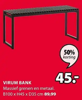 Jysk Virum bank massief grenen en metaal aanbieding