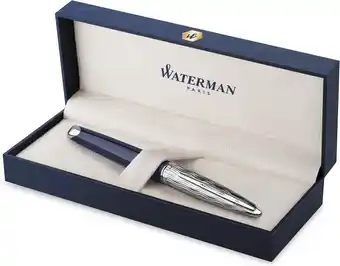 Bol.com Waterman Carène vulpen | Metaal-blauwe lak met palladium detail | Gebeitelde dop | 18K Gouden fijne penpunt aanbieding