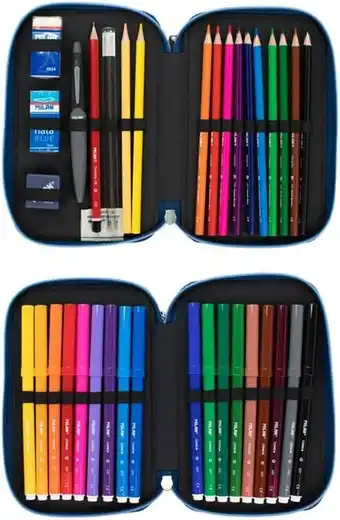 Bol.com Dubbele etui Milan The Fun Blauw (19,5 x 13 x 5 cm) aanbieding