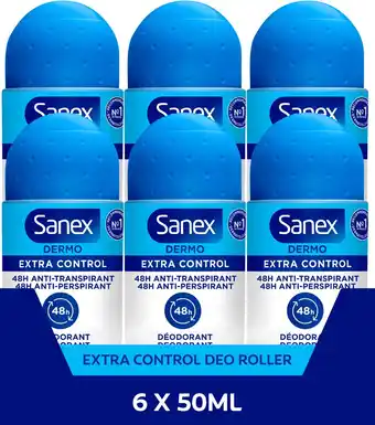 Bol.com Sanex Dermo Extra Control 48h Anti-transpirant Roller - Voordeelverpakking - 6 x 50ml aanbieding
