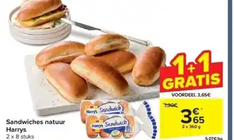 Carrefour Sandwiches natuur Harrys aanbieding