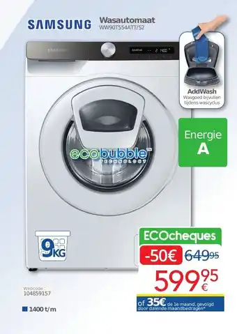 Eldi SAMSUNG Wasautomaat 9kg aanbieding