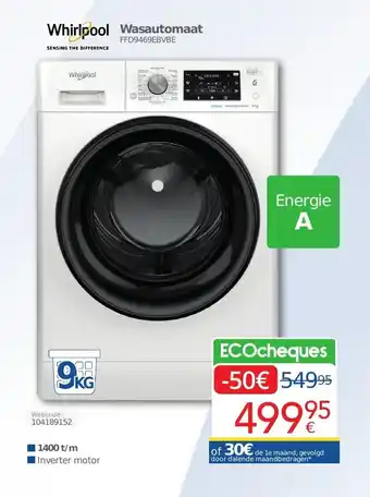 Eldi Whirlpool Wasautomaat 9kg aanbieding