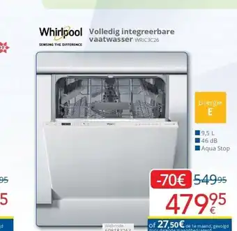 Eldi Whirlpool Volledig integreerbare vaatwasser 9,5L aanbieding