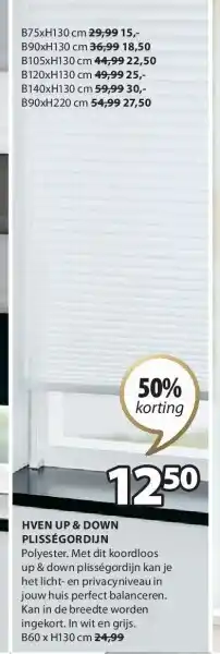 Jysk HVEN UP & DOWN PLISSÉGORDIJN aanbieding