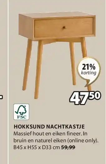 Jysk HOKKSUND NACHTKASTJE aanbieding