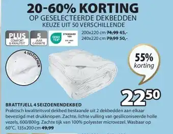 Jysk BRATTFJELL 4 SEIZOENENDEKBED aanbieding