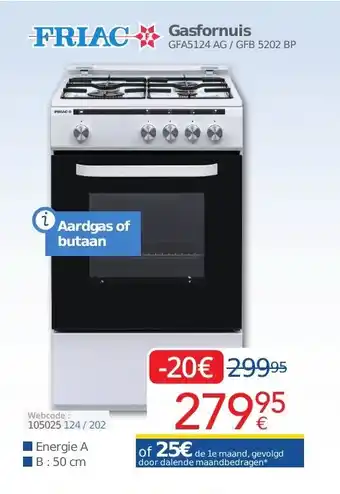 Eldi FRIAC Gasfornuis B: 50cm aanbieding