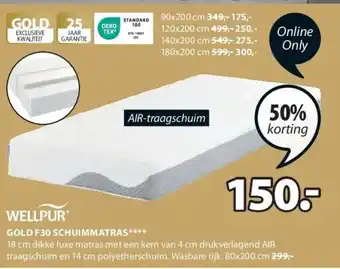 Jysk GOLD F30 SCHUIMMATRAS aanbieding