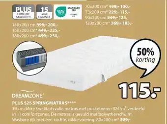 Jysk PLUS S25 SPRINGMATRAS aanbieding