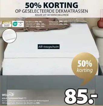 Jysk GOLD T30 DEKMATRAS aanbieding