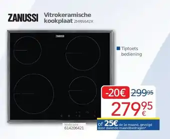 Eldi ZANUSSI Vitrokeramische kookplaat ZHRN642X aanbieding