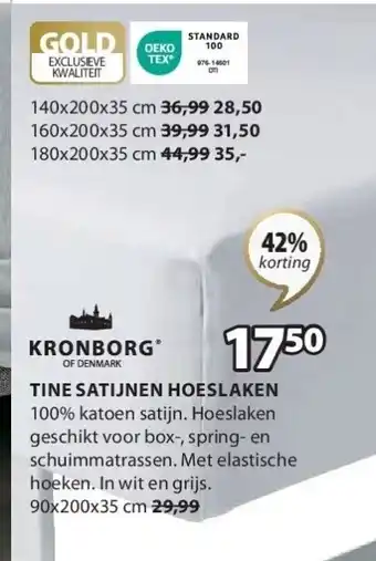 Jysk TINE SATIJNEN HOESLAKEN aanbieding