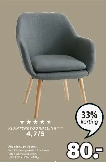 Jysk UDSBJERG FAUTEUIL aanbieding